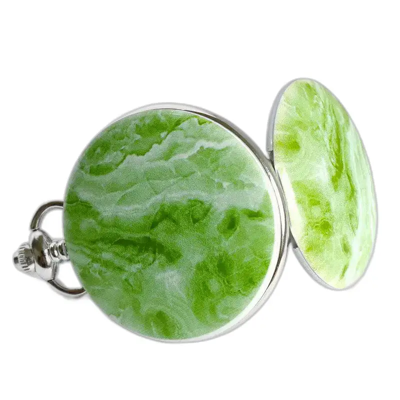 Greenmarble Luxe mechanisch zakhorloge met een elegant groen gemarmerd ontwerp