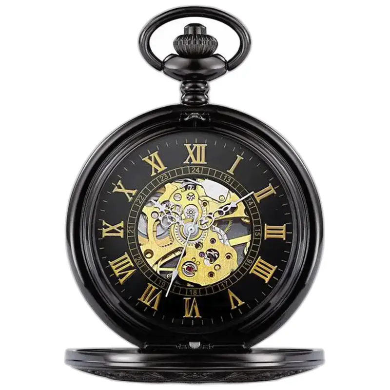 Chique heren mechanisch zakhorloge met skelethart en zichtbaar mechanisme