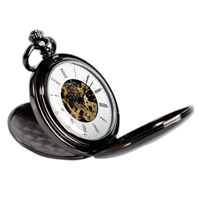 Soepel zwart luxe mechanisch zakhorloge, elegant en tijdloos