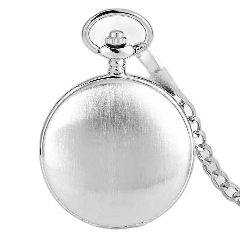 Luxe zwart glad mechanisch zakhorloge met zilveren ketting