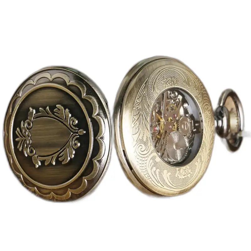 Twee mechanische bronzen zakhorloges in vintage stijl, luxe zakhorloge