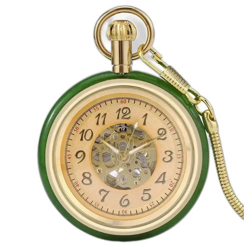 Luxe chic mechanisch herenzakhorloge met groene en gouden afwerking