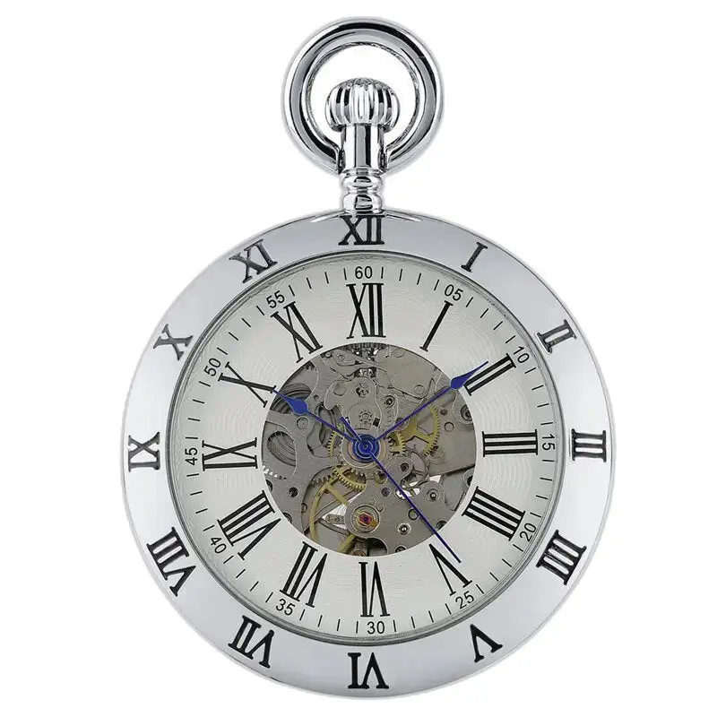 Roestvrijstalen zakhorloge met elegante Romeinse cijfers