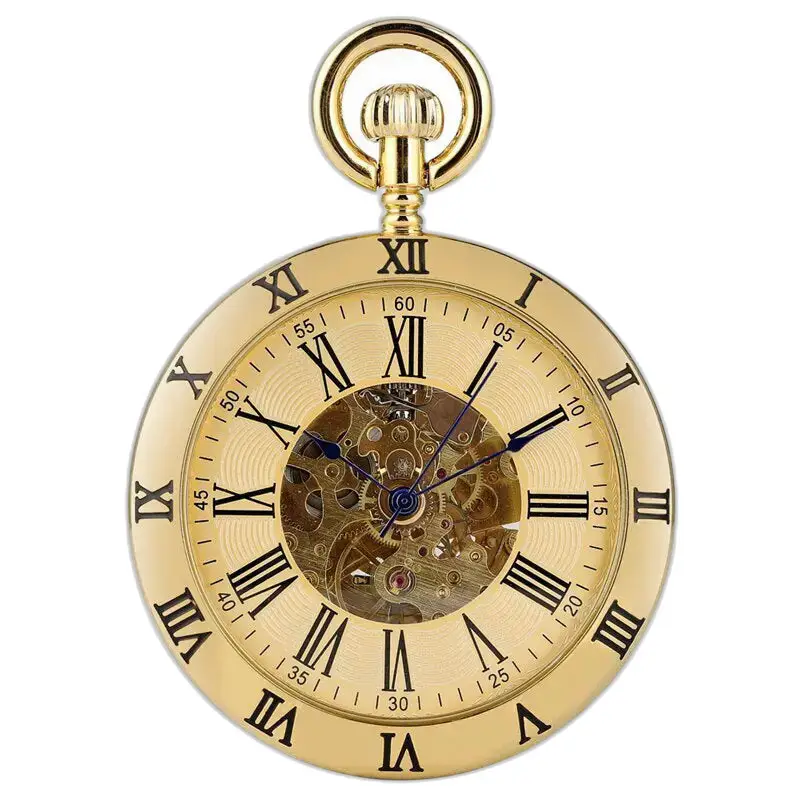 Luxe mechanisch zakhorloge van roestvrij staal met goudkleurige Romeinse cijfers
