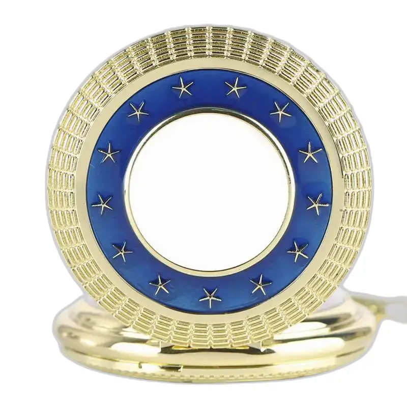 Gouden medaillon met blauwe ster voor luxe gouden mechanisch zakhorloge