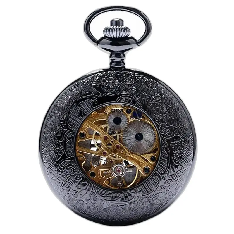 Steampunk luxe mechanisch zakhorloge met mechanisch uurwerk en zichtbare tandwielen