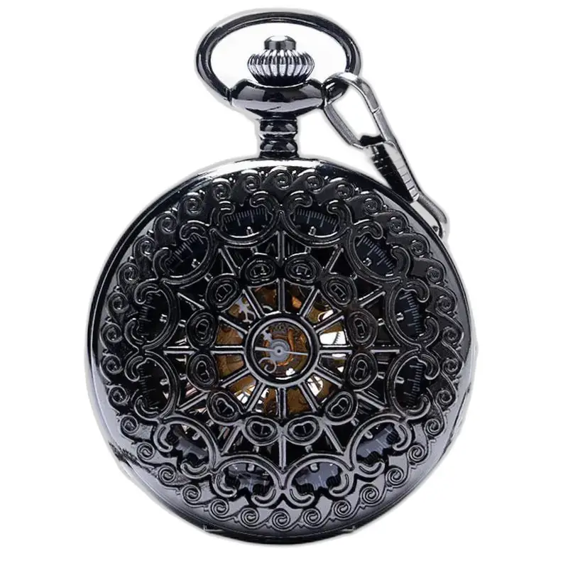Luxe steampunk mechanisch opwindbaar zakhorloge met sierlijk mechanisch uurwerk
