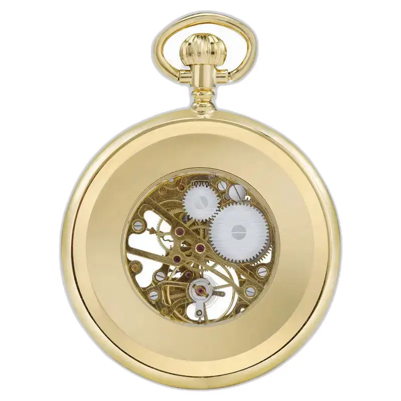 Modern mechanisch gouden zakhorloge met handmatig opwindmechanisme