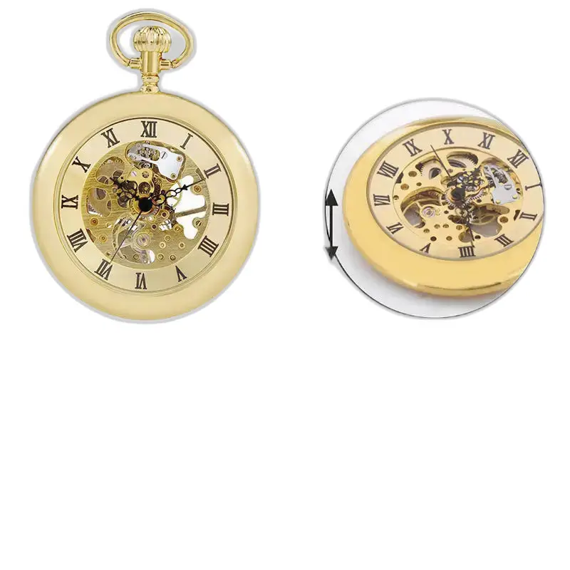 Modern mechanisch zakhorloge handopwindbaar goud met gouden skeleton wijzerplaat