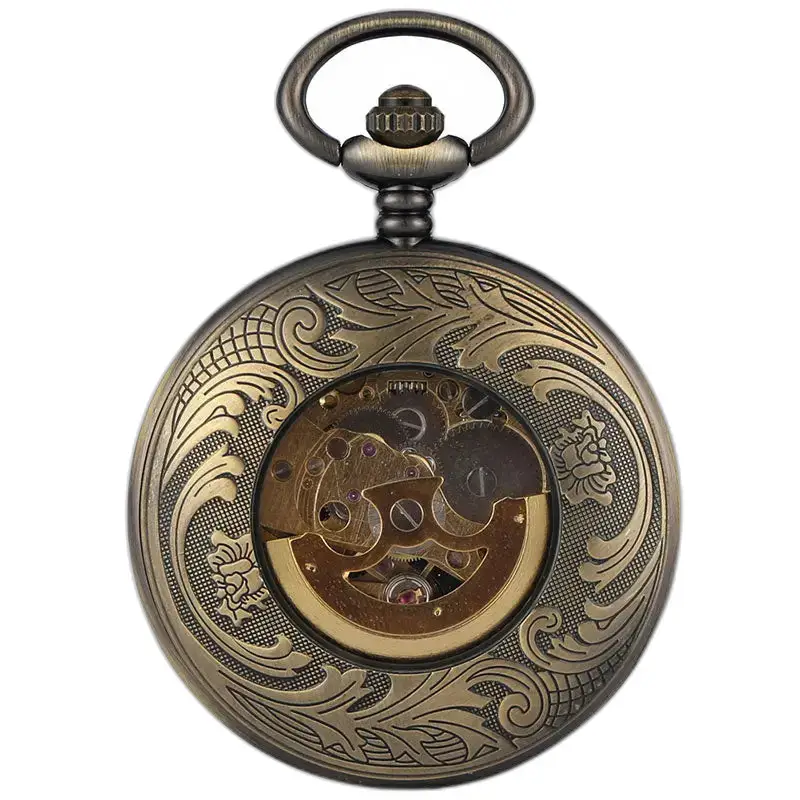 Aanpasbaar mechanisch zakhorloge in sierlijk, elegant en lichtgevend brons