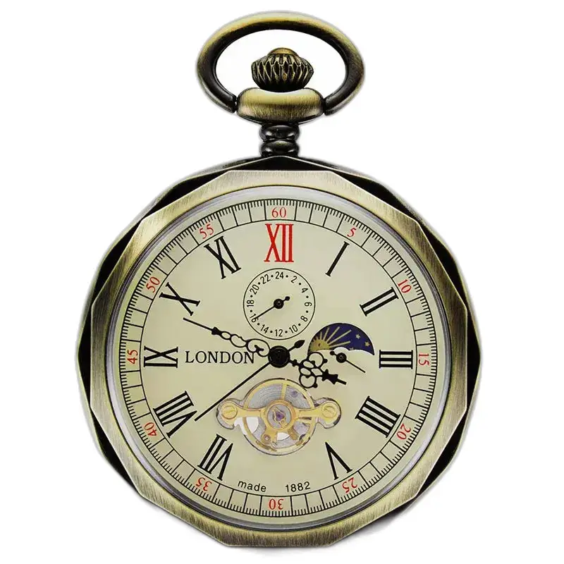 Luxe maanfase mechanisch zakhorloge met elegante Romeinse cijfers