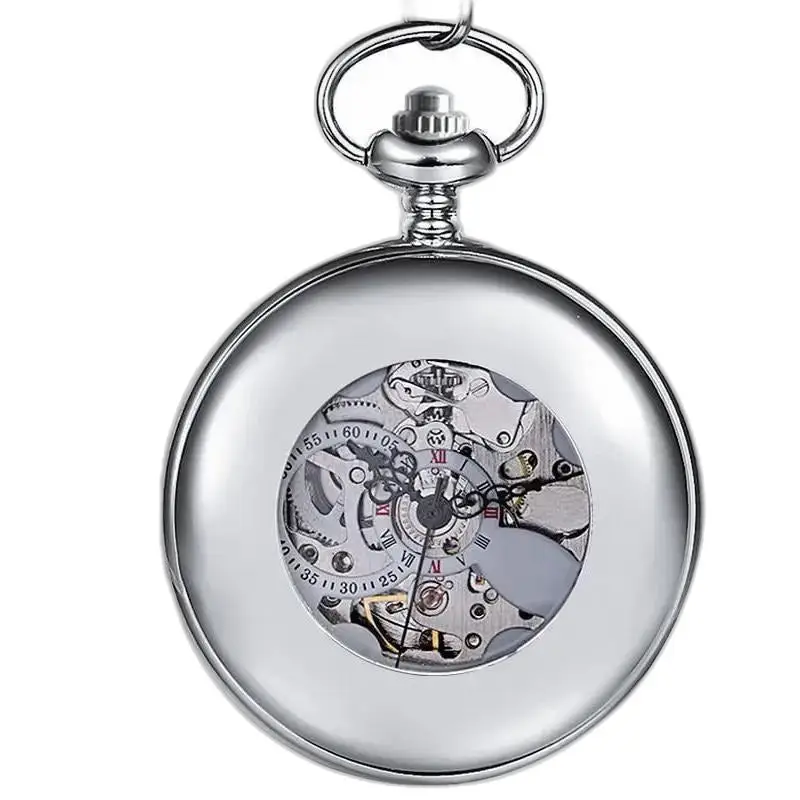 Luxe skelet mechanisch zakhorloge in zilver, elegant en verfijnd