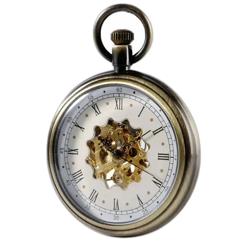 Vintage mechanisch zakhorloge met open wijzerplaat en luxe design