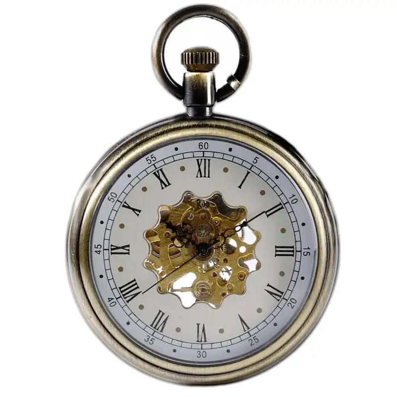 Luxe vintage mechanisch zakhorloge met zichtbare tandwielen