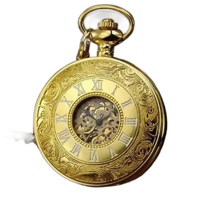 Chique mechanisch modern zakhorloge in gouden ornament op elegante achtergrond