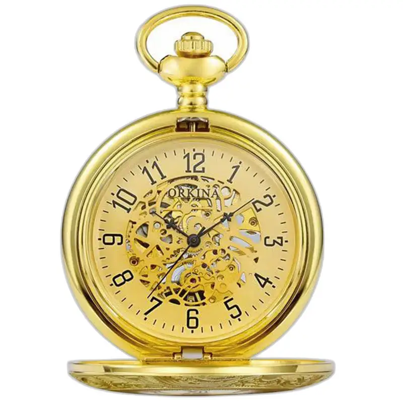 Chique modern mechanisch zakhorloge met een elegante gouden kast