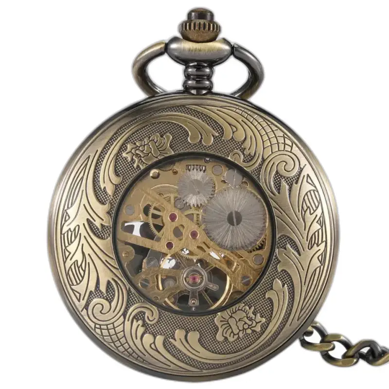 Zakhorloge gedecoreerd in brons, vintage handmatig opwindbaar mechanisch navigatiemodel