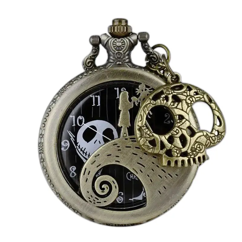 Nightmare Before Christmas-zakhorloge met schedelbedel, vintage stijl