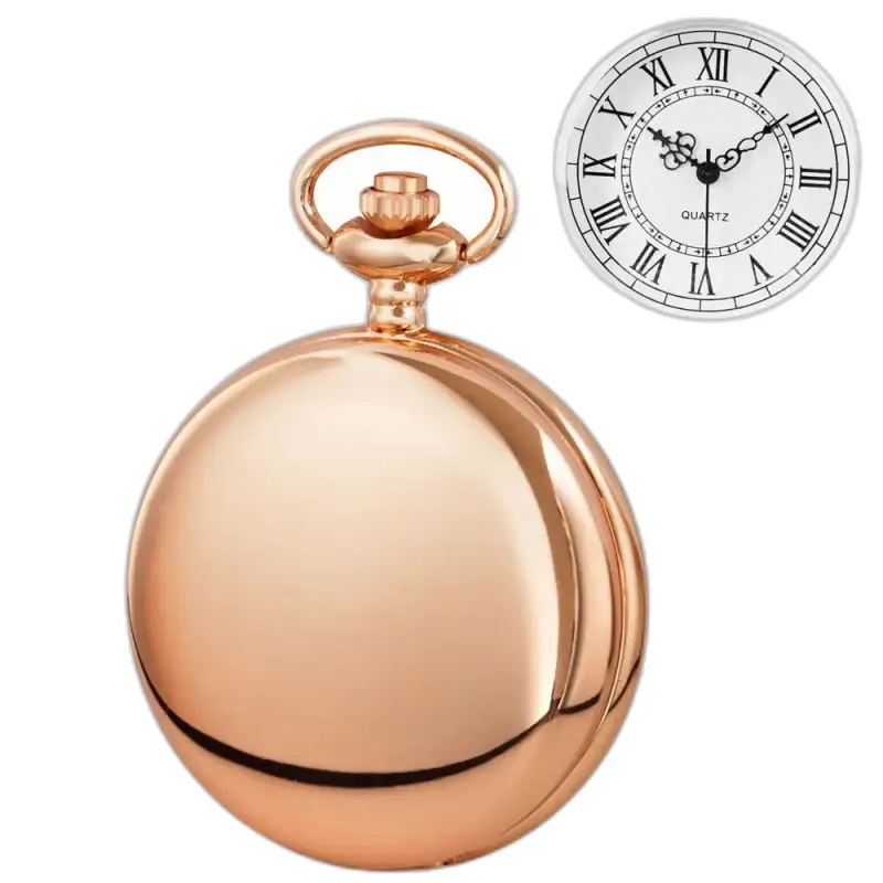 Roségouden kwartsroze spiegelzakhorloge met opvallende roségouden wijzerplaat