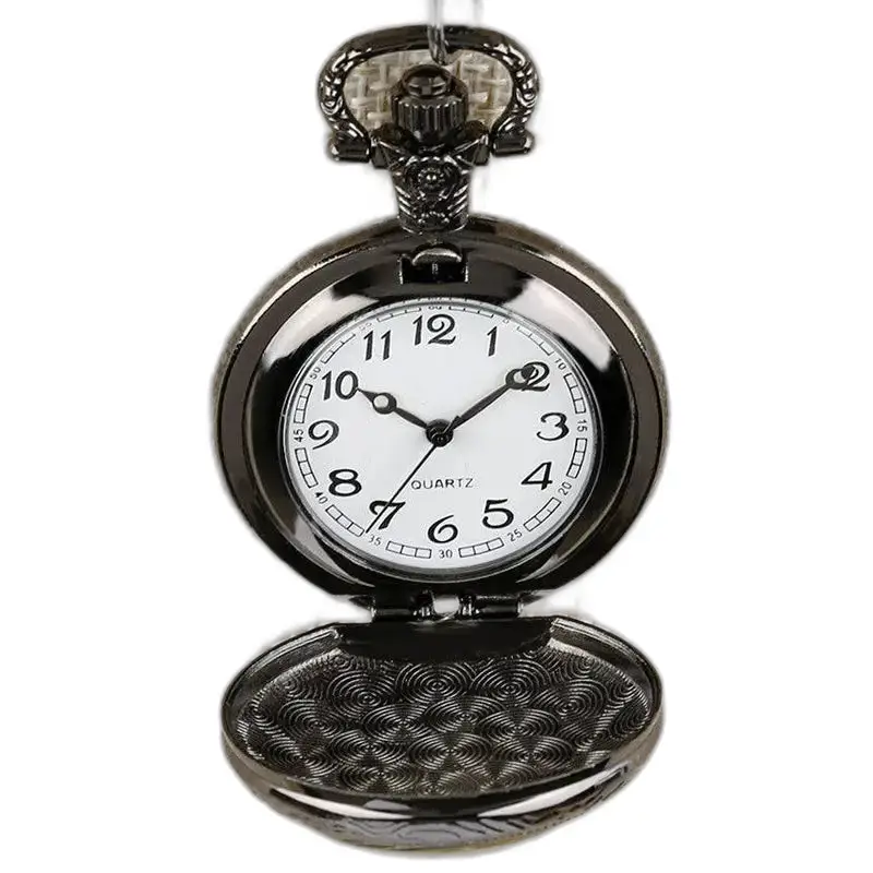 Open zakhorloge in zwart met lange ketting, model Peace & Love