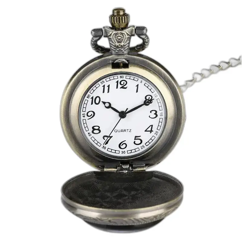 Peace & Love zakhorloge met lange ketting, open antieke stijl