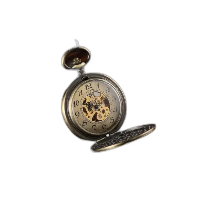 Luxe goud reliëf zakhorloge met open antiek zakhorloge