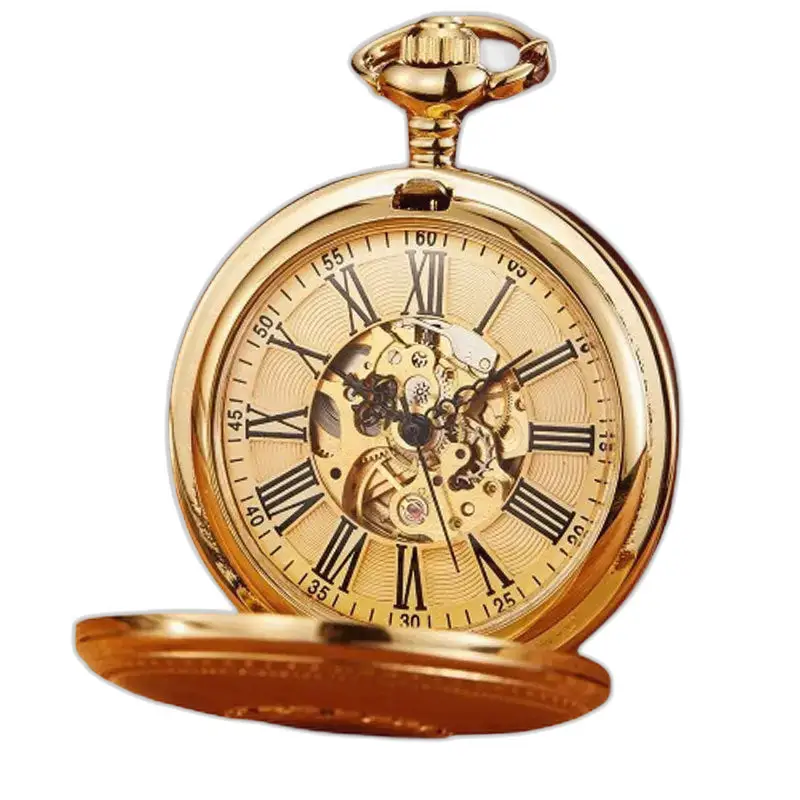 Luxe Gold Relief Zakhorloge met een goudkleurig mechanisme