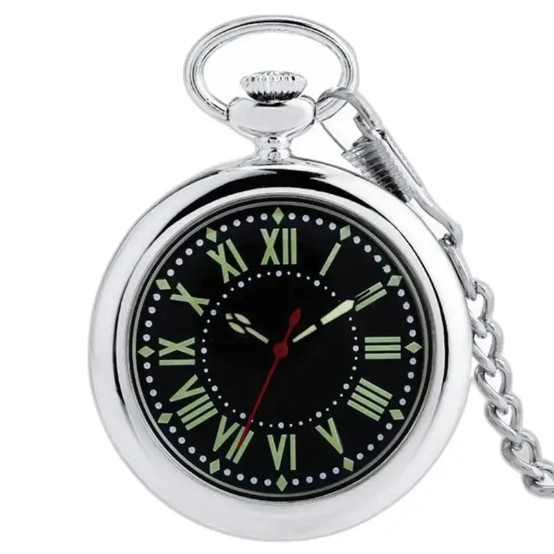 Zilverkwartszakhorloge met open wijzerplaat en elegante Romeinse cijfers