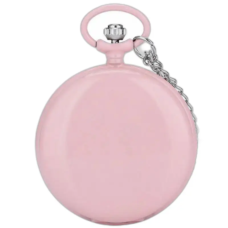 Quartz Chasseur Kleurrijk zakhorloge met ketting, elegante roze kleur
