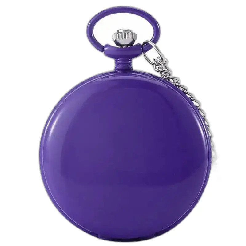 Quartz Chasseur Kleurrijk zakhorloge met ketting en elegante paarse kleur
