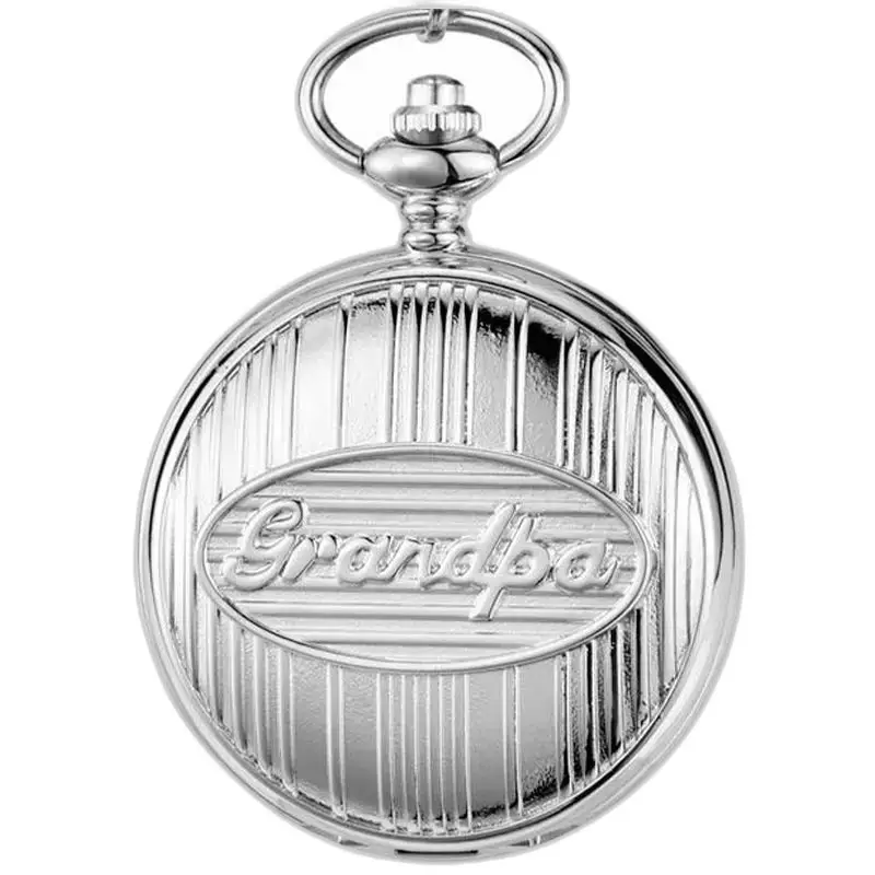 Grootvader chic quartz zakhorloge met opa-inscriptie in zilver