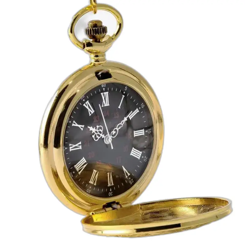 Romaine Luxe Gold zakhorloge met Romeinse cijfers en elegante gouden afwerking