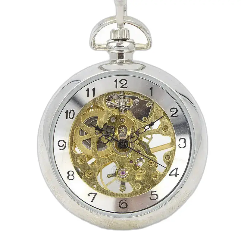 Luxe mechanisch Romeins zakhorloge in zilver, elegant en verfijnd