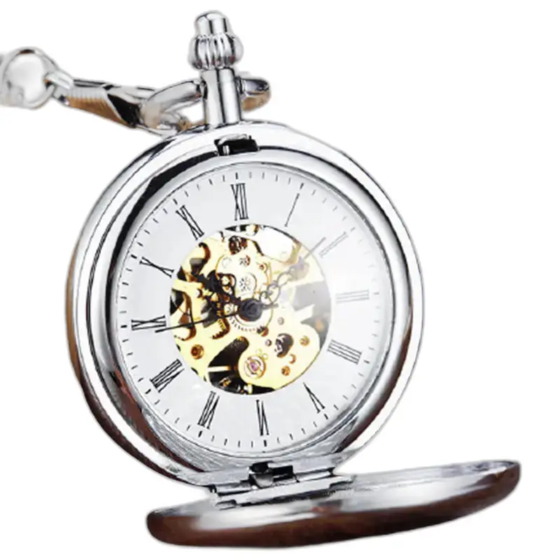 Royal Luxury Silver Chic zakhorloge met zichtbaar zilveren mechaniek