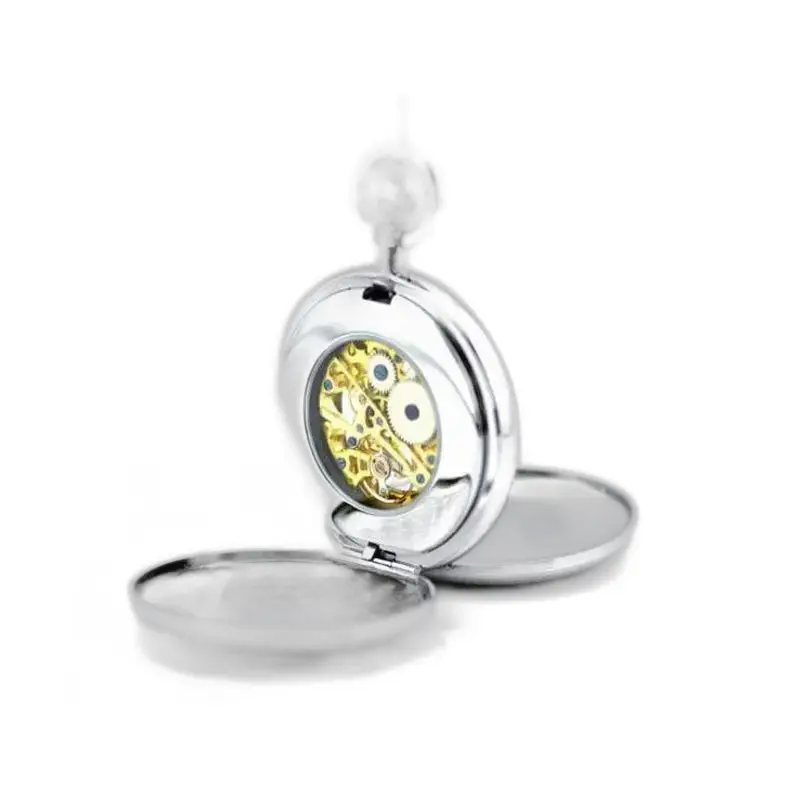Royale Double Mechanical Luxe zakhorloge in zilver met zichtbaar mechanisme