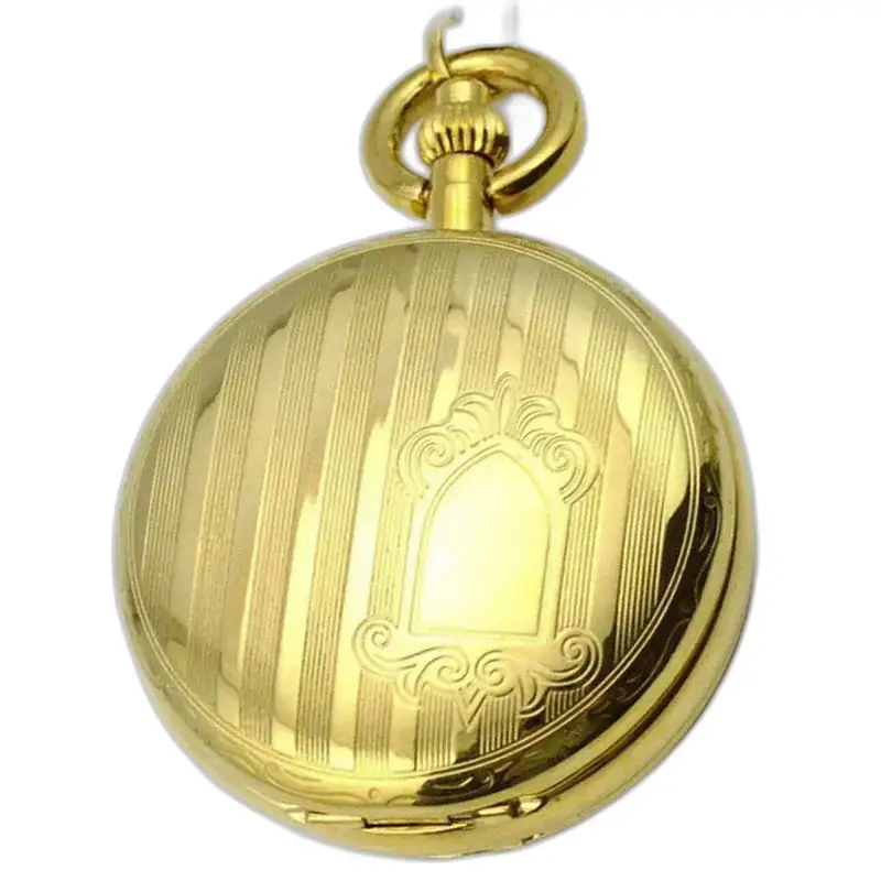 Luxe koninklijk dubbel mechanisch zakhorloge met decoratieve goudgravure