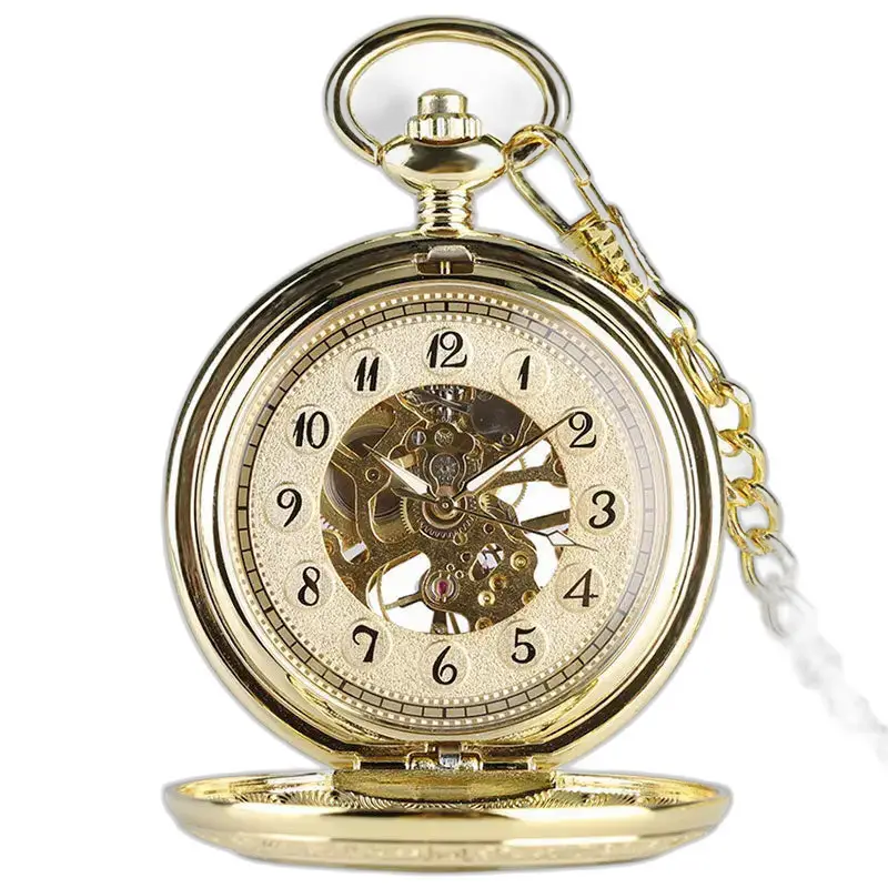 Royalty Mechanisch Luxe Gouden zakhorloge met mechanisch uurwerk en gouden ketting