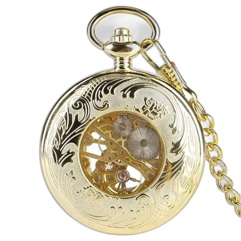 Royalty Mechanisch Luxe Gouden zakhorloge met mechanisch uurwerk en gouden ketting