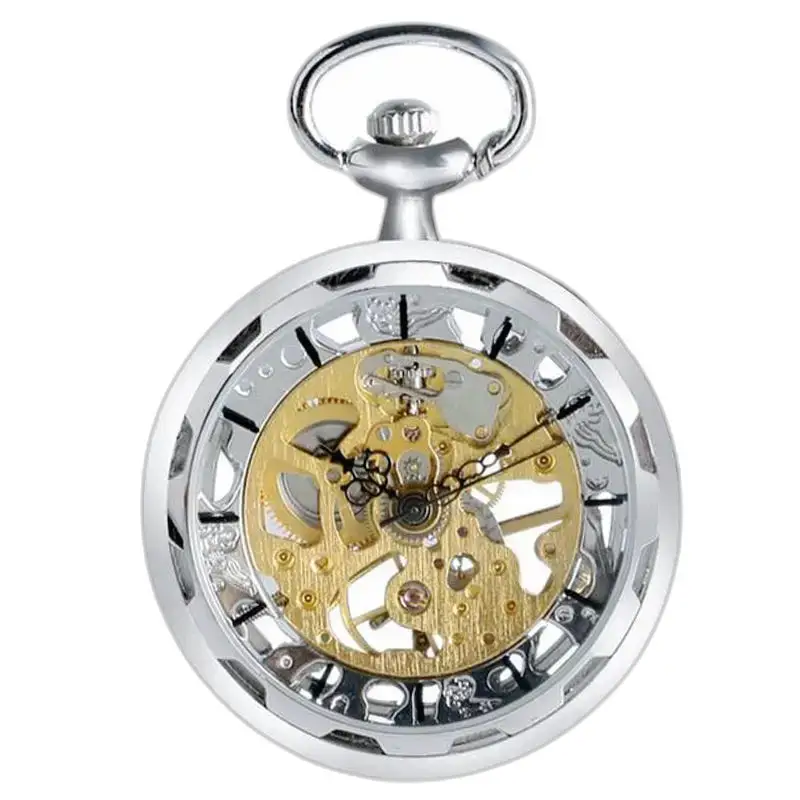 Luxe mechanisch skeletzakhorloge in zilver met verfijnd ontwerp