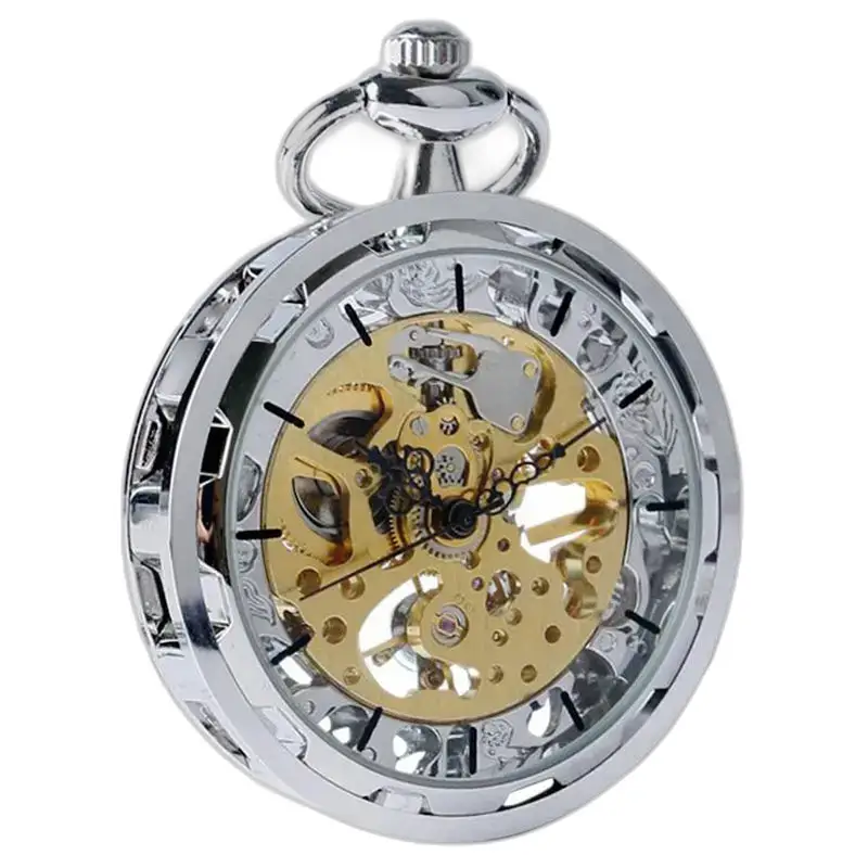 Luxe mechanisch skeletzakhorloge met een elegant en verfijnd zilveren ontwerp