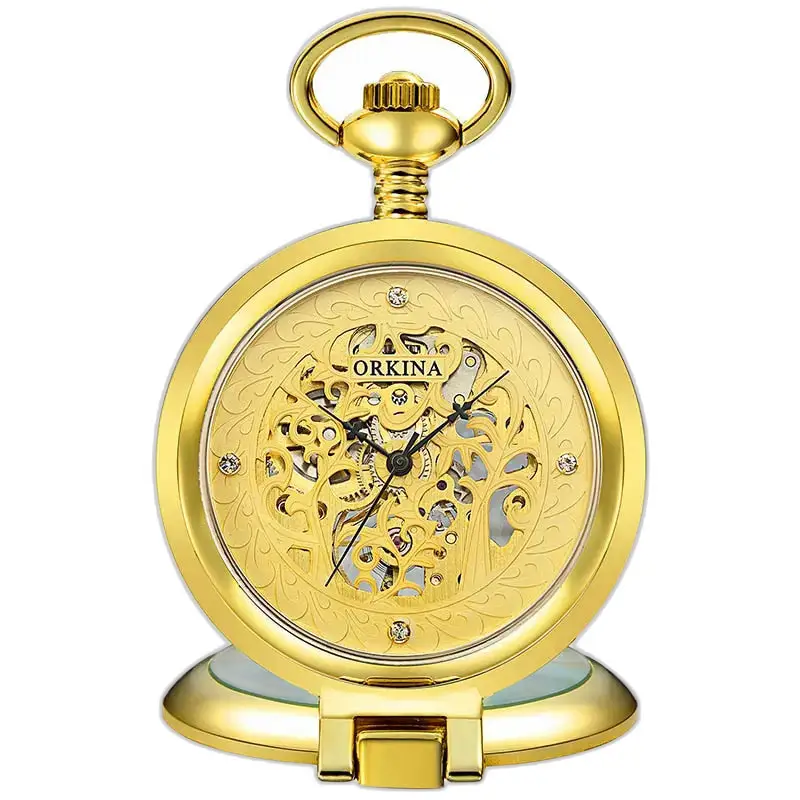 Montre à Gousset Squelette Mécanique Luxe Or, poche antique squelette en or orné