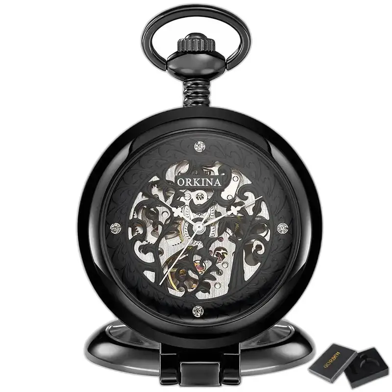 Luxe gouden mechanisch skeletzakhorloge, elegante antieke skeletzak