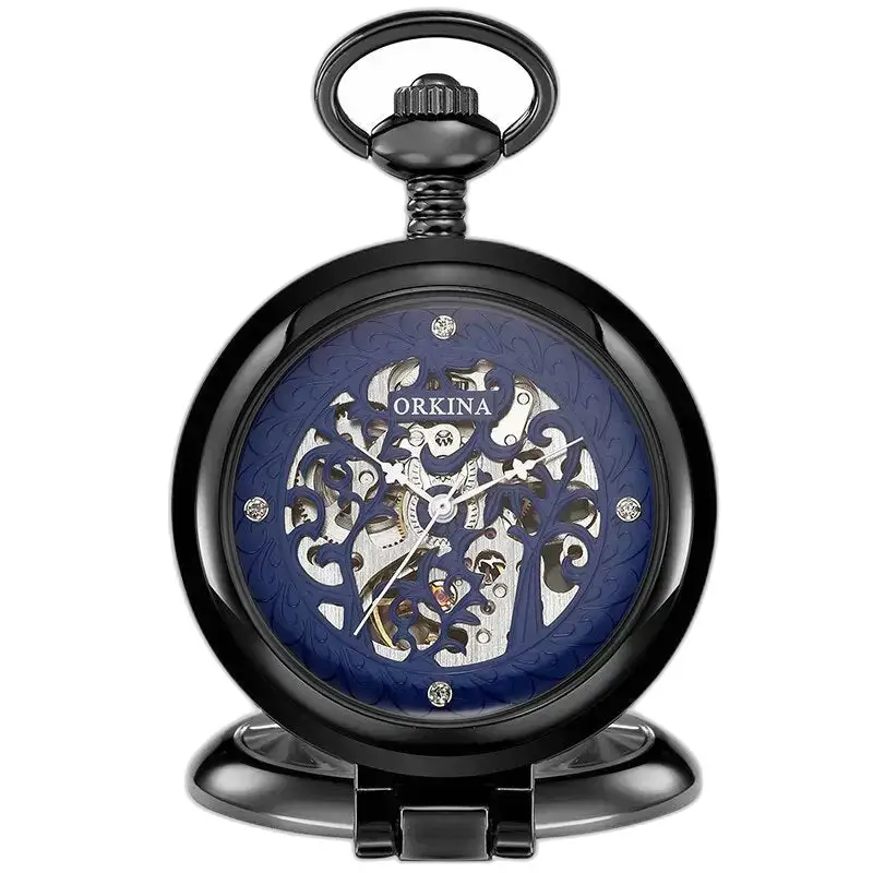 Montre à Gousset Squelette Mécanique Luxe Or avec un dial en squelette antique