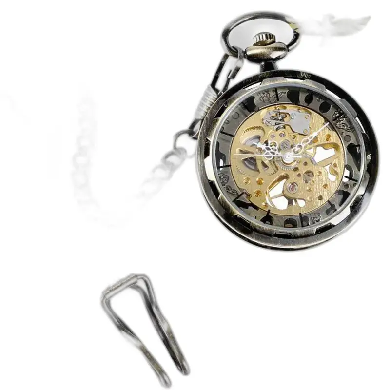 Modern skeletzakhorloge met ketting en mechanisch uurwerk voor heren en dames
