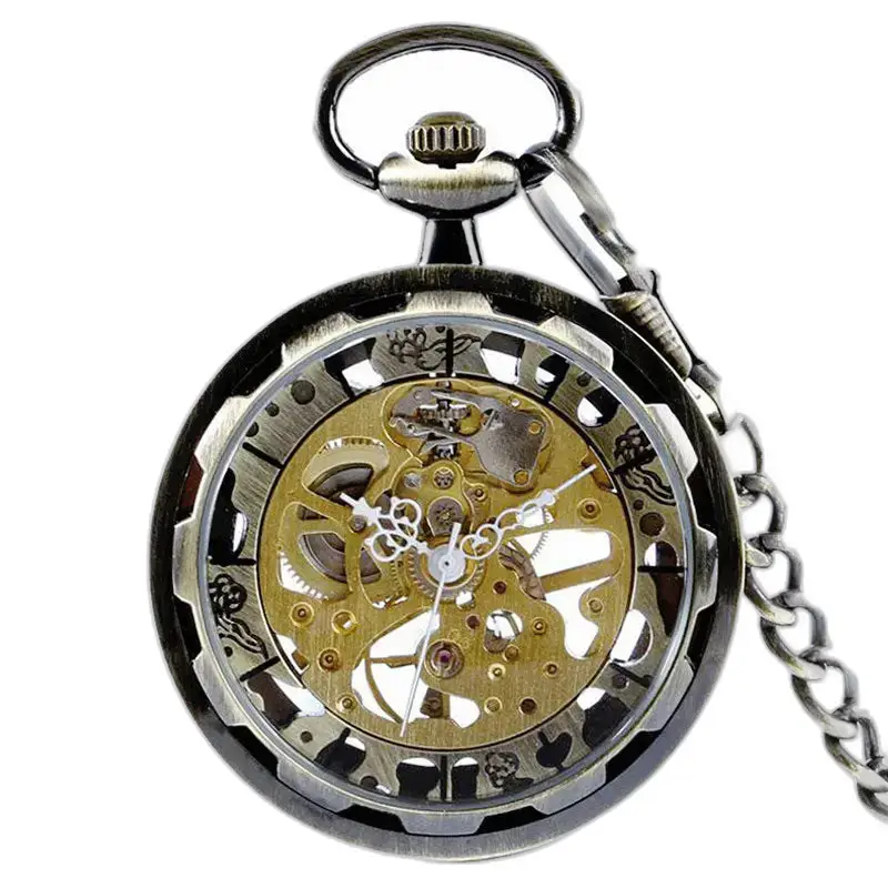Modern skeleton zakhorloge met ketting en stijlvol mechanisch uurwerk