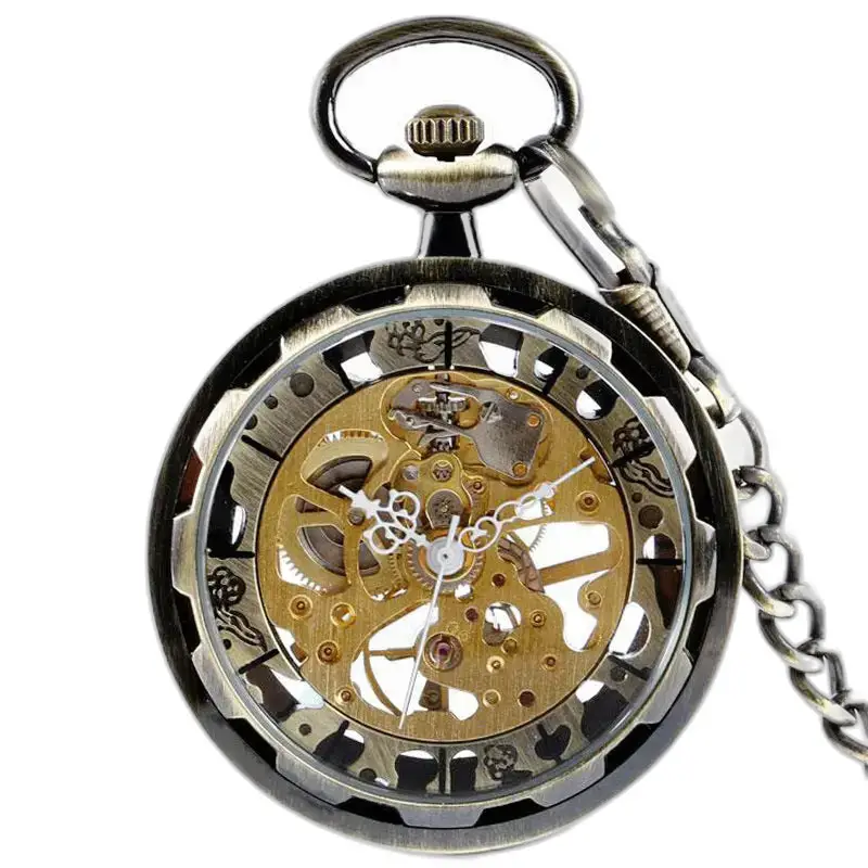 Modern skeleton zakhorloge met ketting en stijlvol mechanisch uurwerk