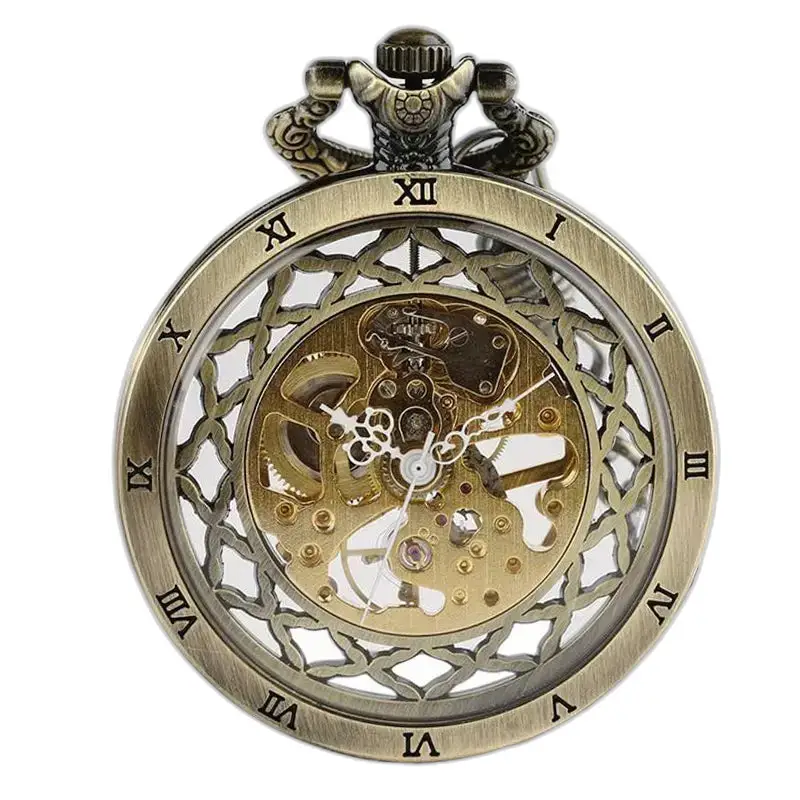 Luxe rond skeletzakhorloge in brons, hoogwaardige en elegante stijl