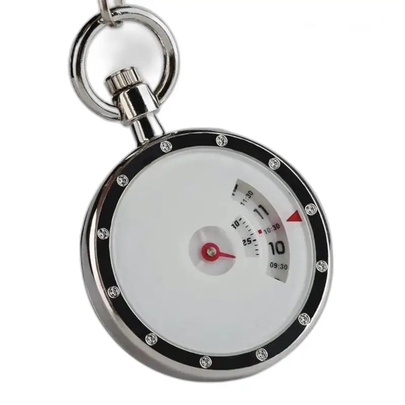 Steampunk Zilverkleurig zakhorloge met witte wijzerplaat en slangenketting