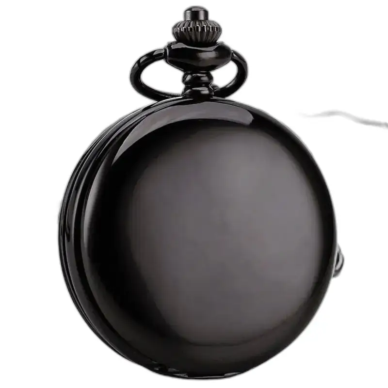 Chique steampunk dubbel half hunter zakhorloge met strakke zwarte afwerking