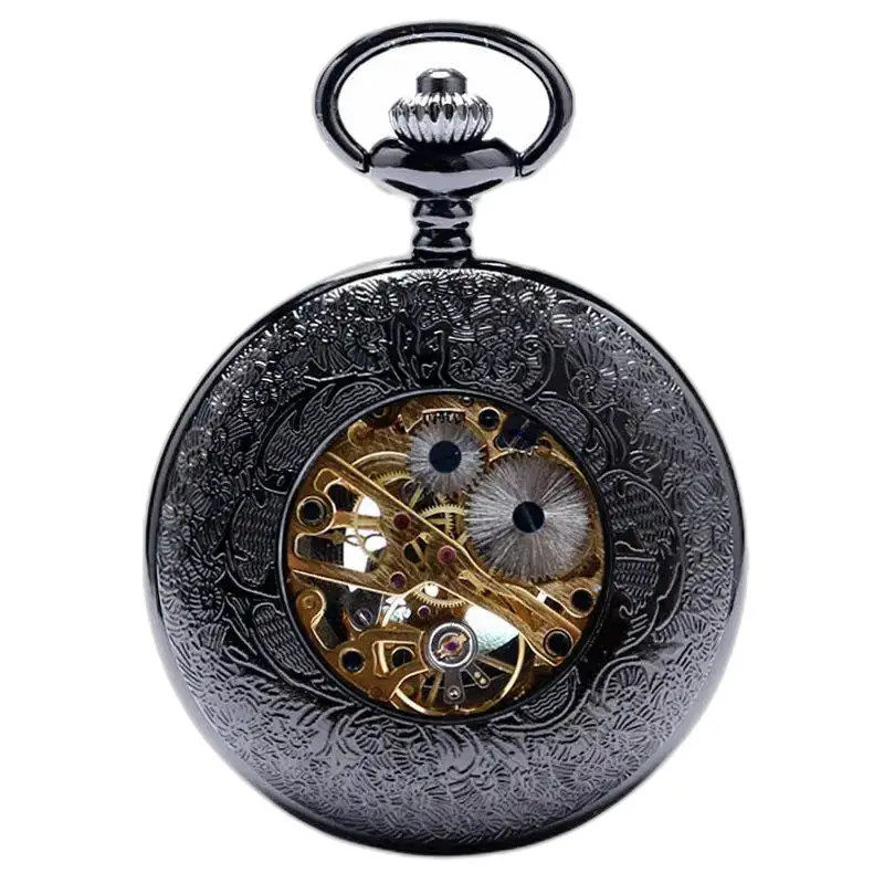 Steampunk Luxe zakhorloge met bloemenmotief, gepresenteerd in een horlogedoos